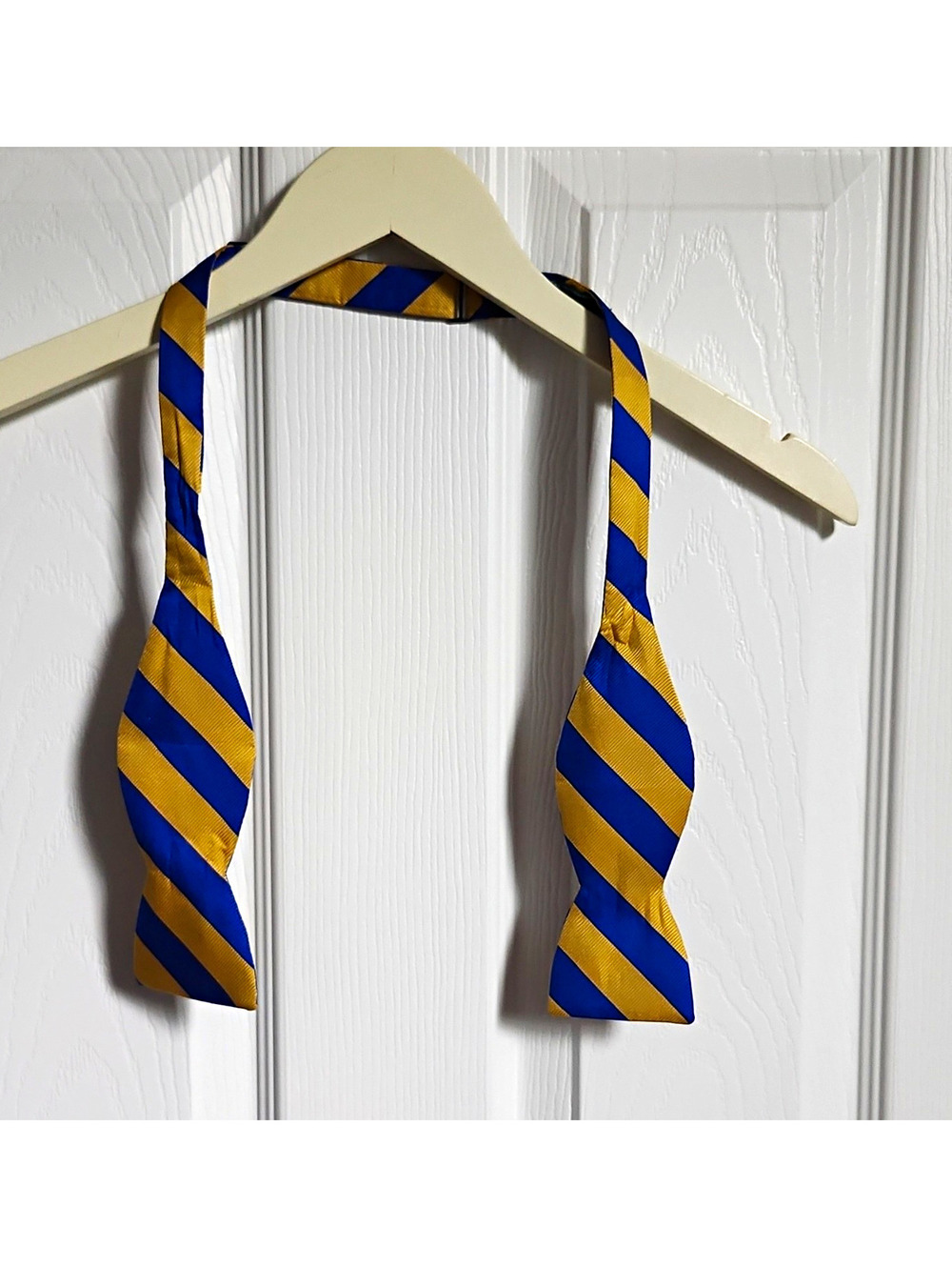 Beau Ties Ltd. of Vermont Men's Bow Tie Blue/Gold Striped 100% Silk